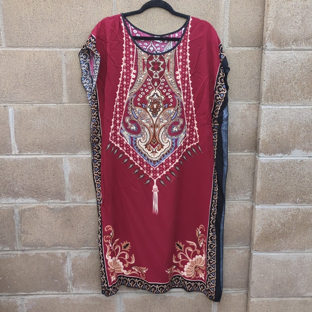 African Dashiki Caftan Midi Dress Boho Loose Printed - Picture 5 of 8